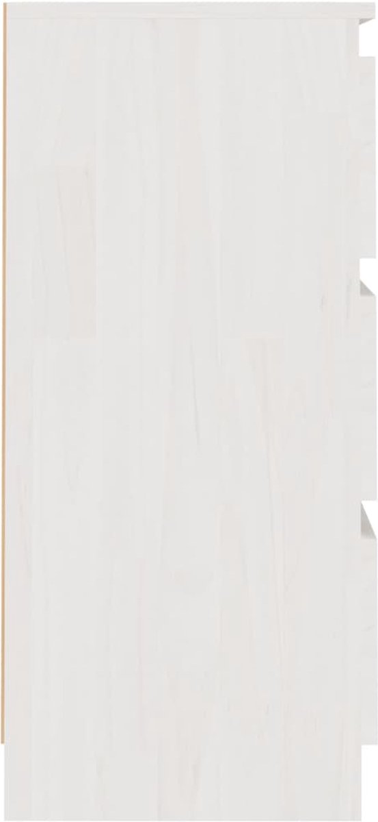 Vidaxl Nachtkastje 40x29,5x64 Cm Massief Grenenhout - Wit