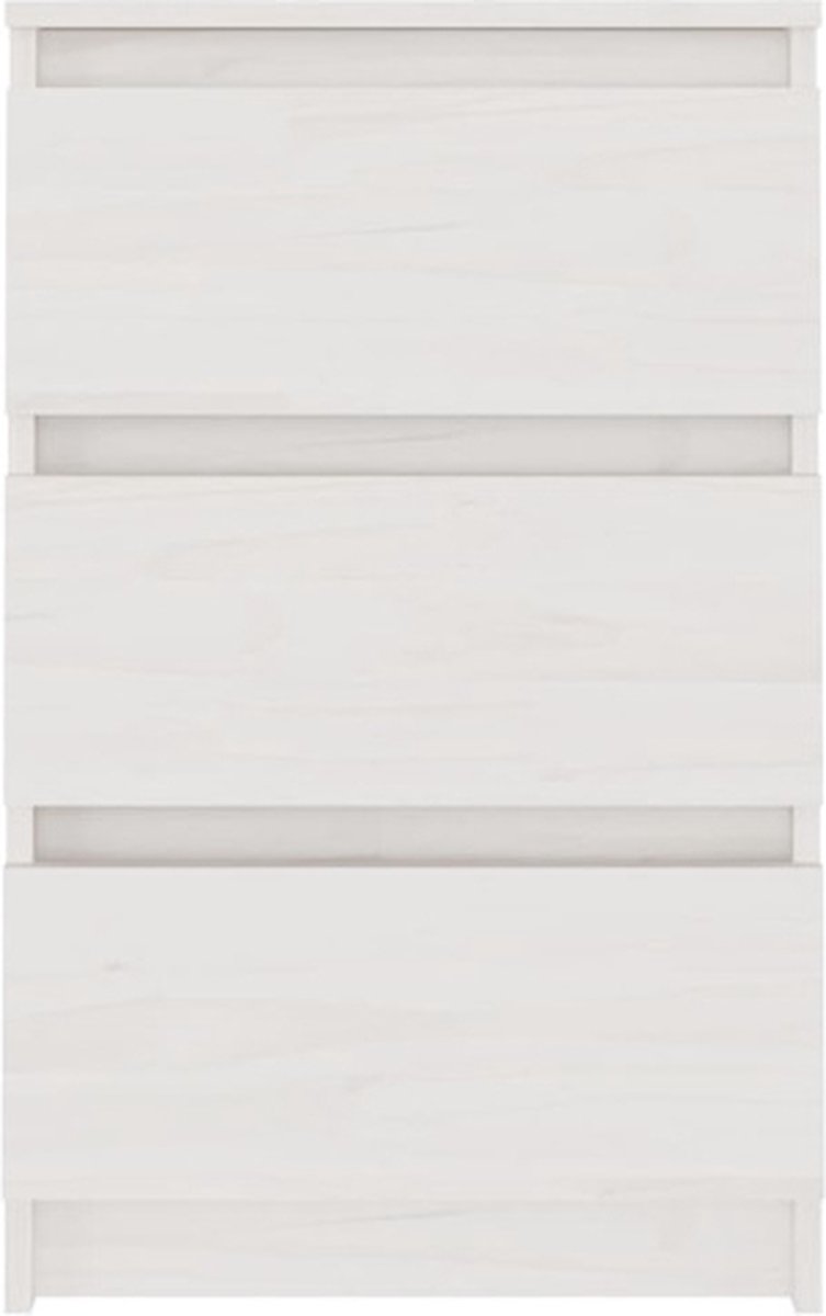 Vidaxl Nachtkastje 40x29,5x64 Cm Massief Grenenhout - Wit