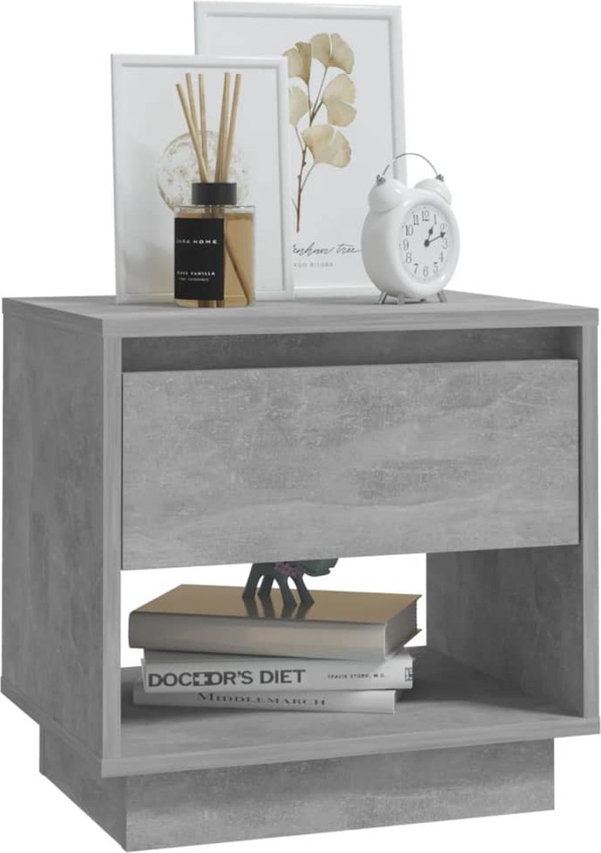 Vidaxl Nachtkastje 45x34x44 Cm Spaanplaat Beton - Grijs