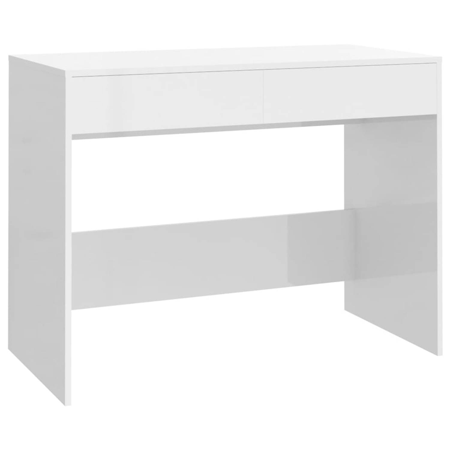 Vidaxl Bureau 101x50x76,5 Cm Spaanplaat Hoogglans - Blanco