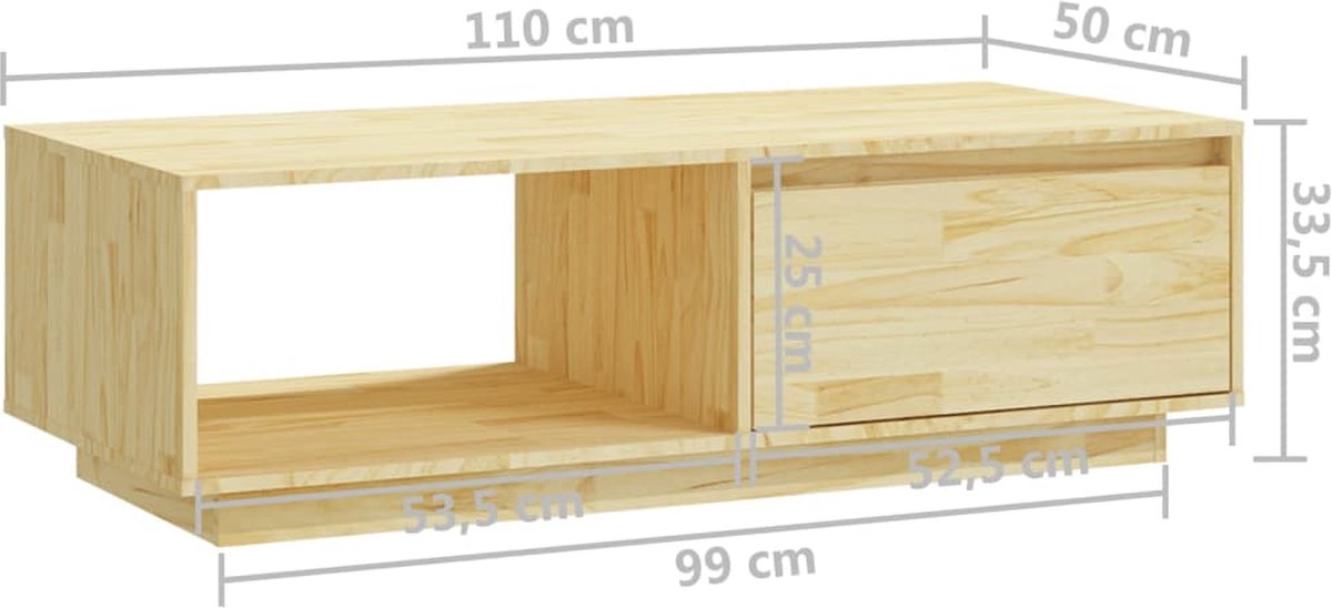 Vidaxl Salontafel 110x50x33,5 Cm Massief Grenenhout - Bruin