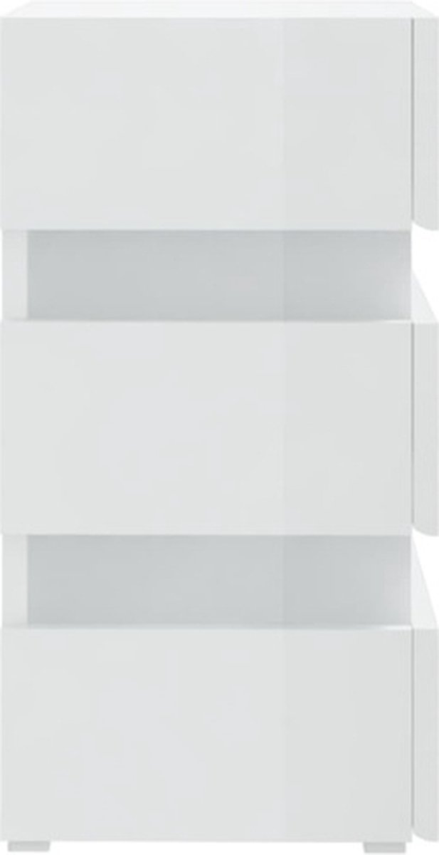 Vidaxl Nachtkastje Led 45x35x67 Cm Spaanplaat Hoogglans - Wit