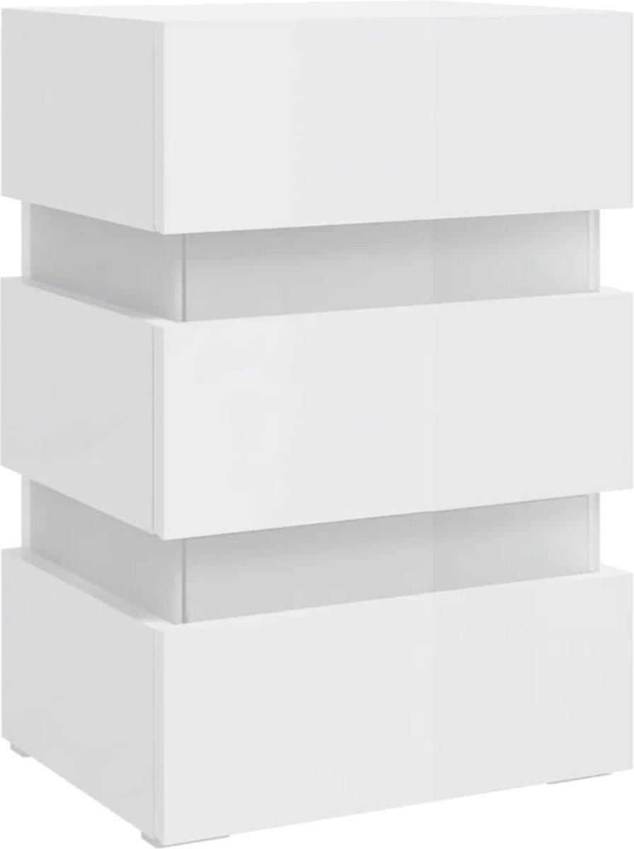 Vidaxl Nachtkastje Led 45x35x67 Cm Spaanplaat Hoogglans - Wit