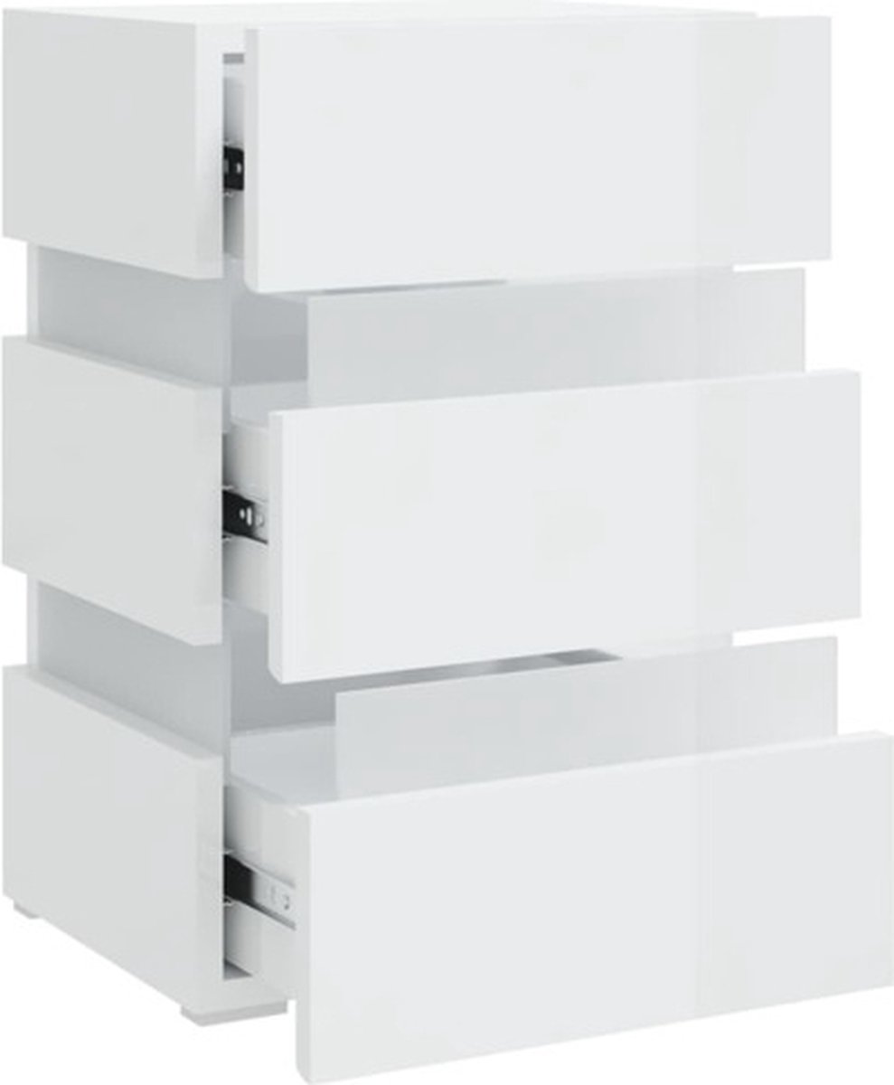 Vidaxl Nachtkastje Led 45x35x67 Cm Spaanplaat Hoogglans - Wit