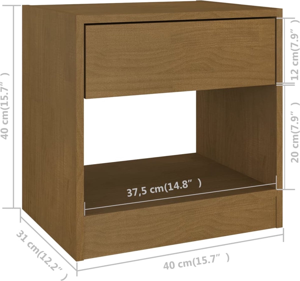 Vidaxl Nachtkastjes 2 St 40x31x40 Cm Massief Grenenhout Honing - Bruin