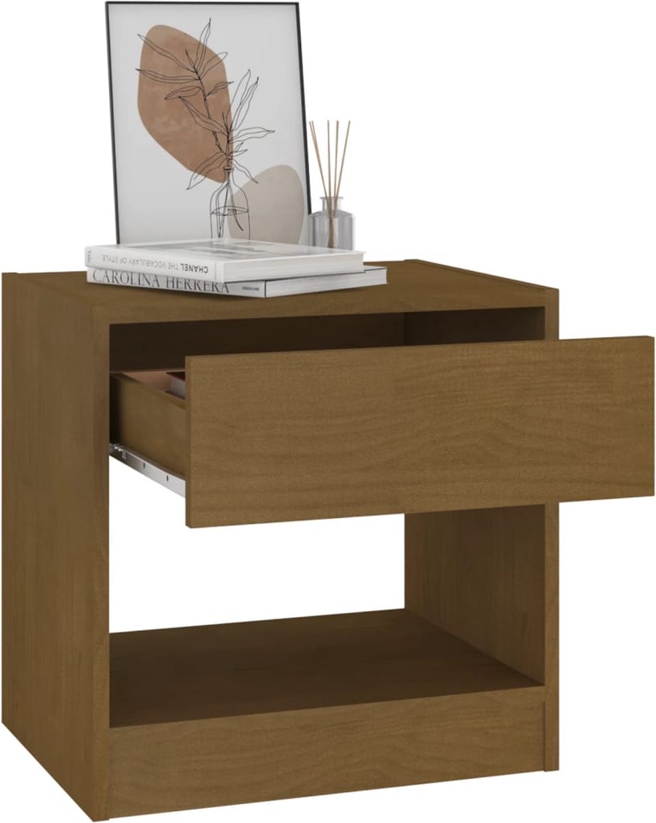 Vidaxl Nachtkastjes 2 St 40x31x40 Cm Massief Grenenhout Honing - Bruin