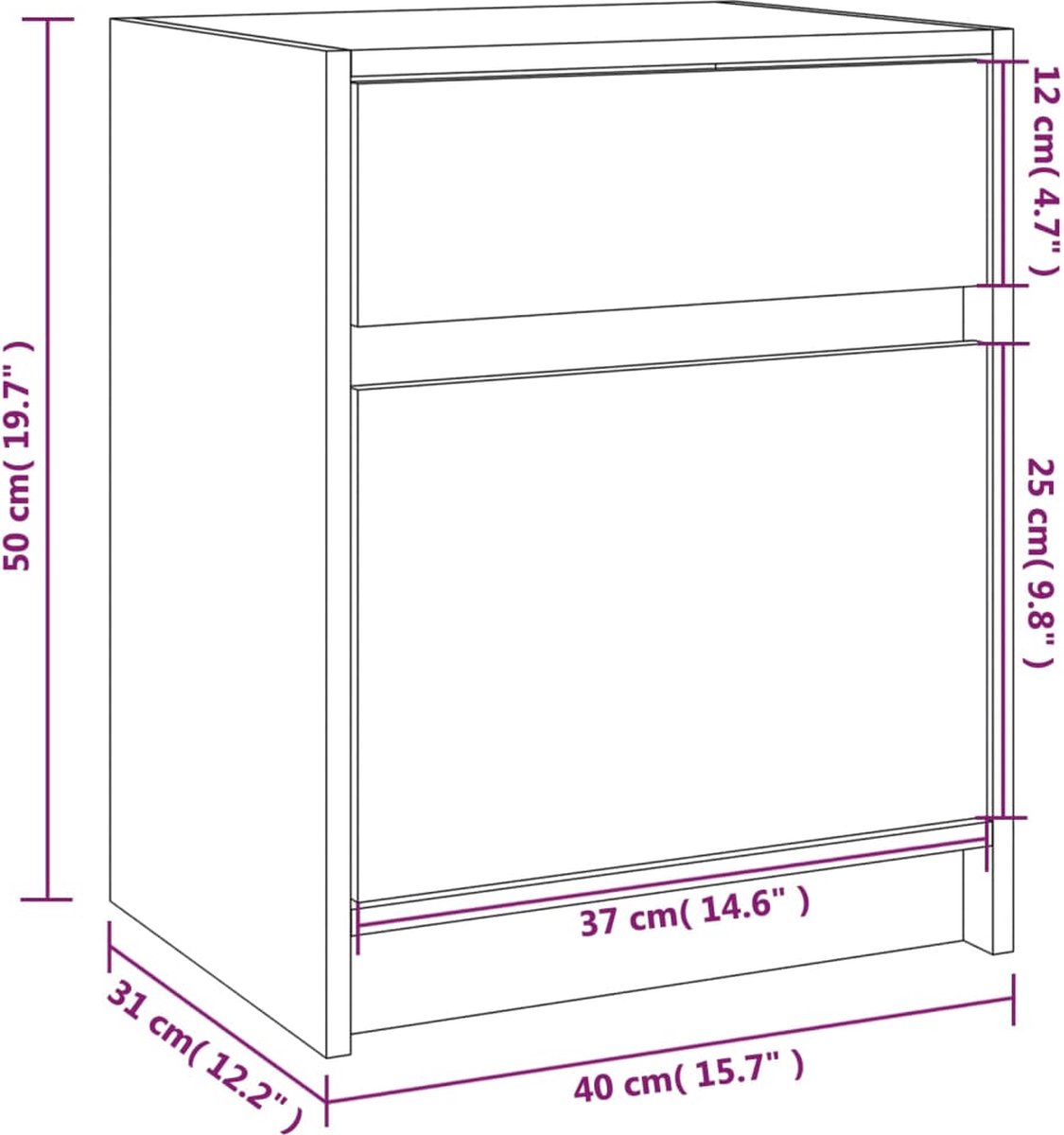 Vidaxl Nachtkastje 40x31x50 Cm Massief Grenenhout - Bruin