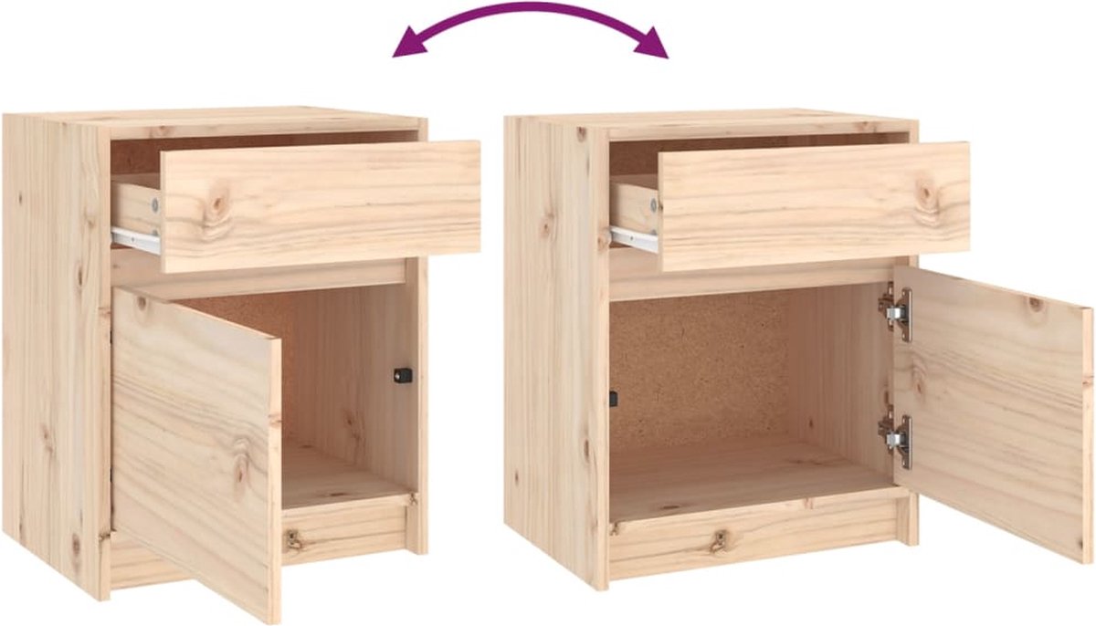 Vidaxl Nachtkastjes 2 St 40x31x50 Cm Massief Grenenhout - Bruin