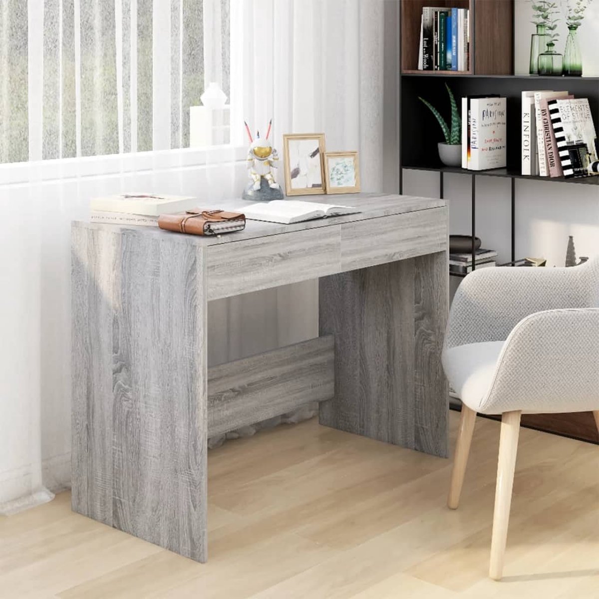 Vidaxl Bureau 101x50x76,5 Cm Spaanplaat Sonoma Eikenkleurig - Gris