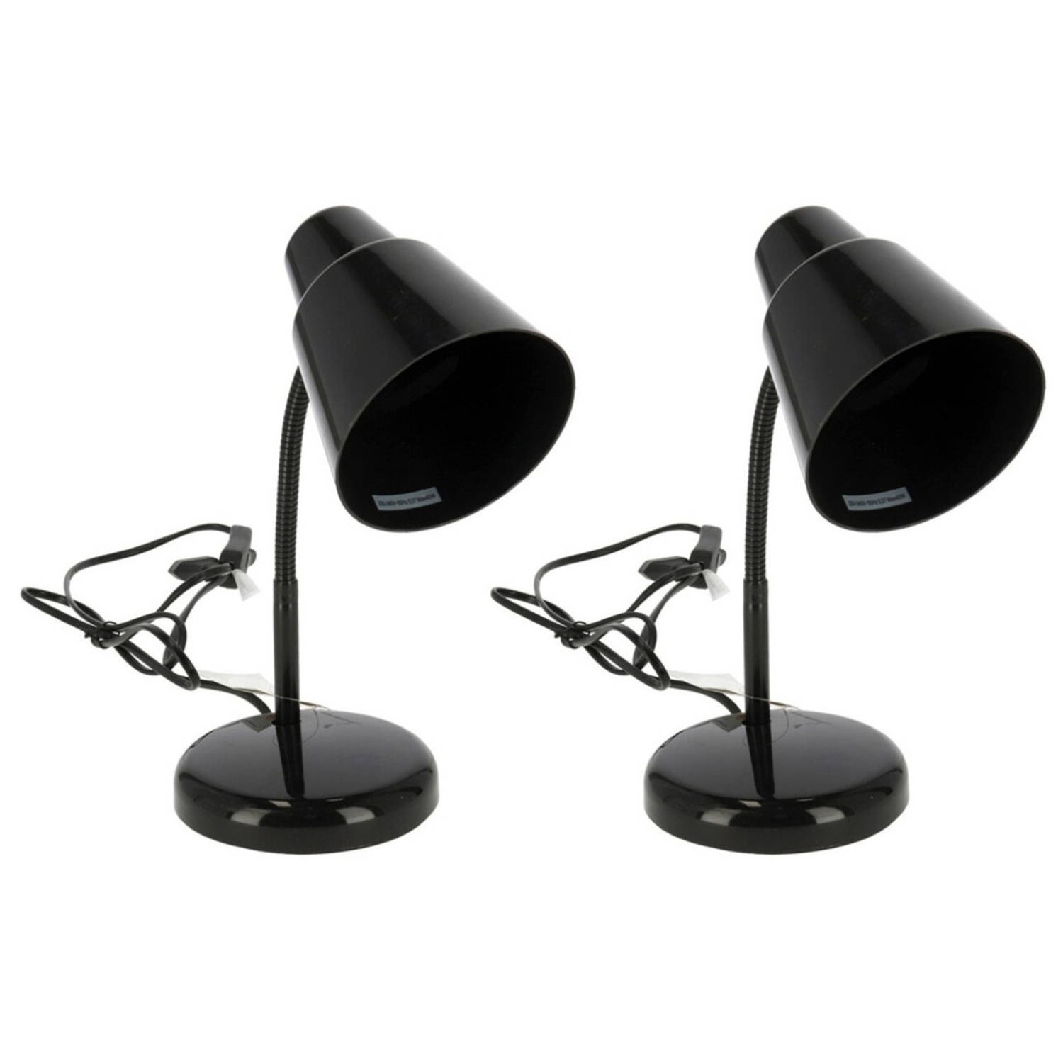 2x Stuks Staande Bureaulampen 14 X 14 X 34 Cm Verstelbare Lamp Verlichting - Bureaulampen - Zwart