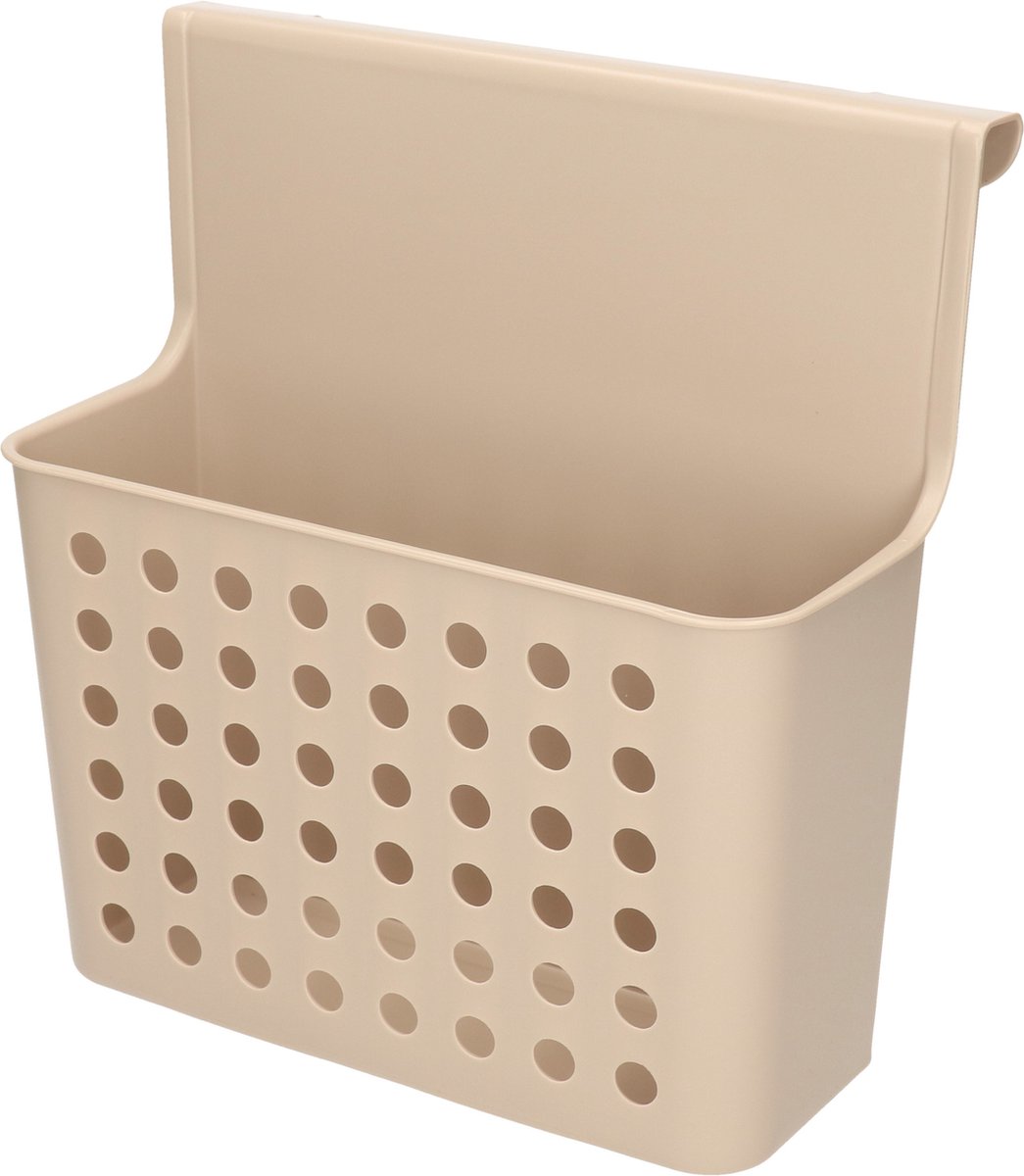 Forte Plastics Badkamer/keuken Hang Opbergmandjes/organizers Taupe 26 X 24 Cm - Opbergmanden