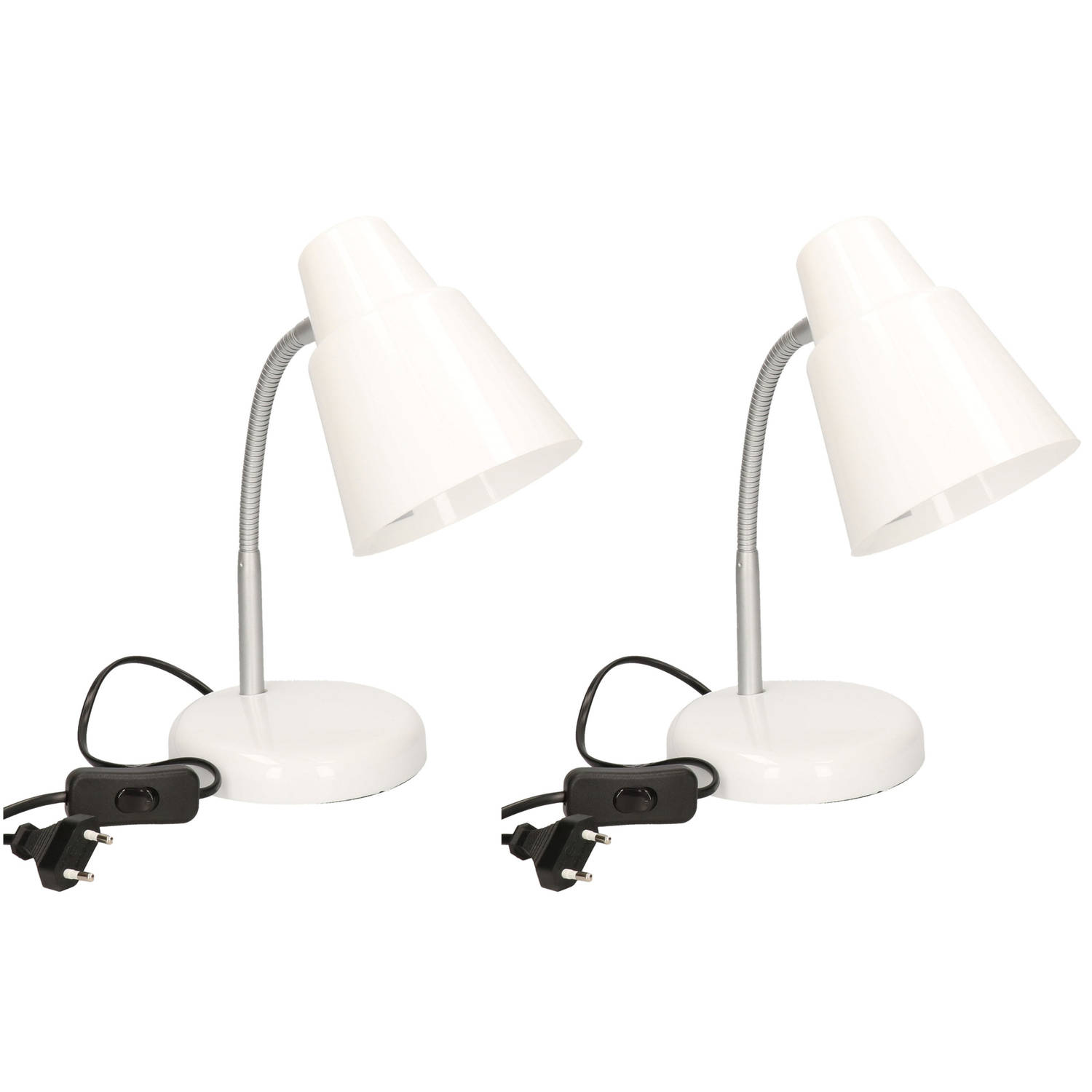 2x Stuks Staande Bureaulampen 14 X 14 X 34 Cm Verstelbare Lamp Verlichting - Bureaulampen - Wit
