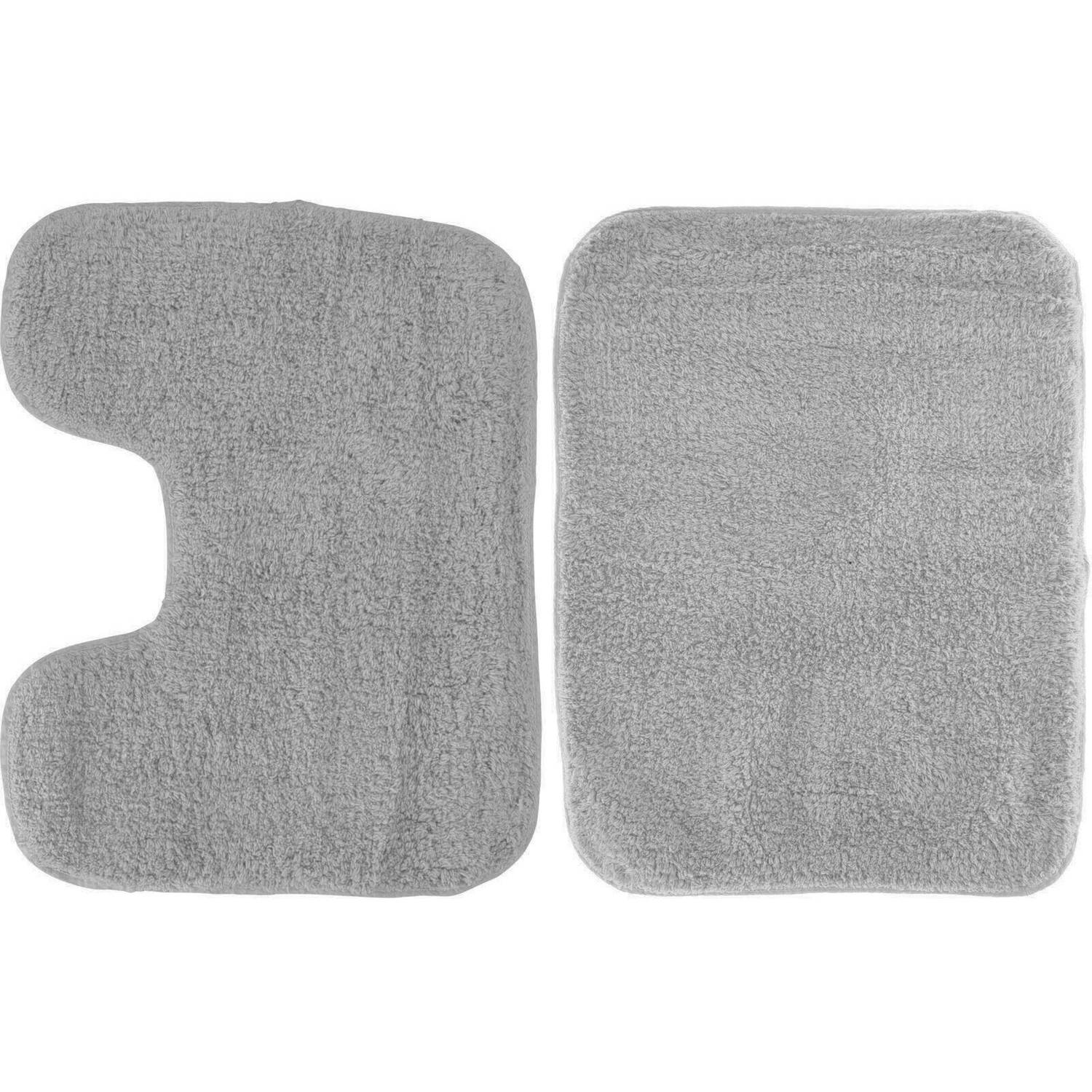 Badkamer/douche/toilet Mat Set Beton - Badmatjes - Grijs