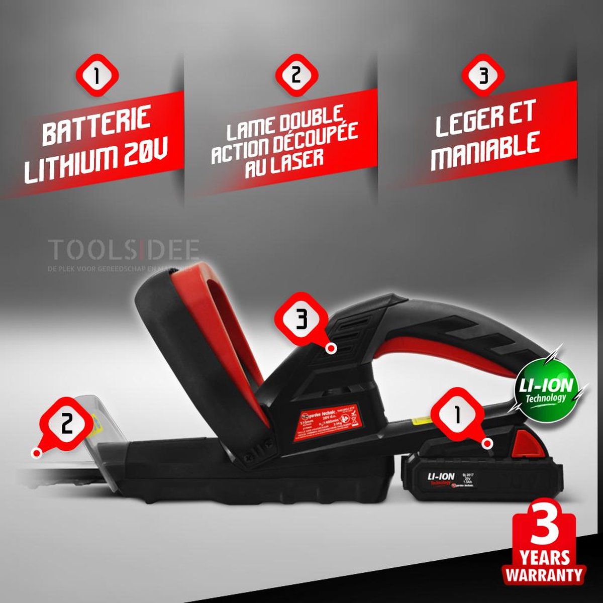 Elem Garden Technic Heggenschaar Oplaadbaar 20 V - Zwart