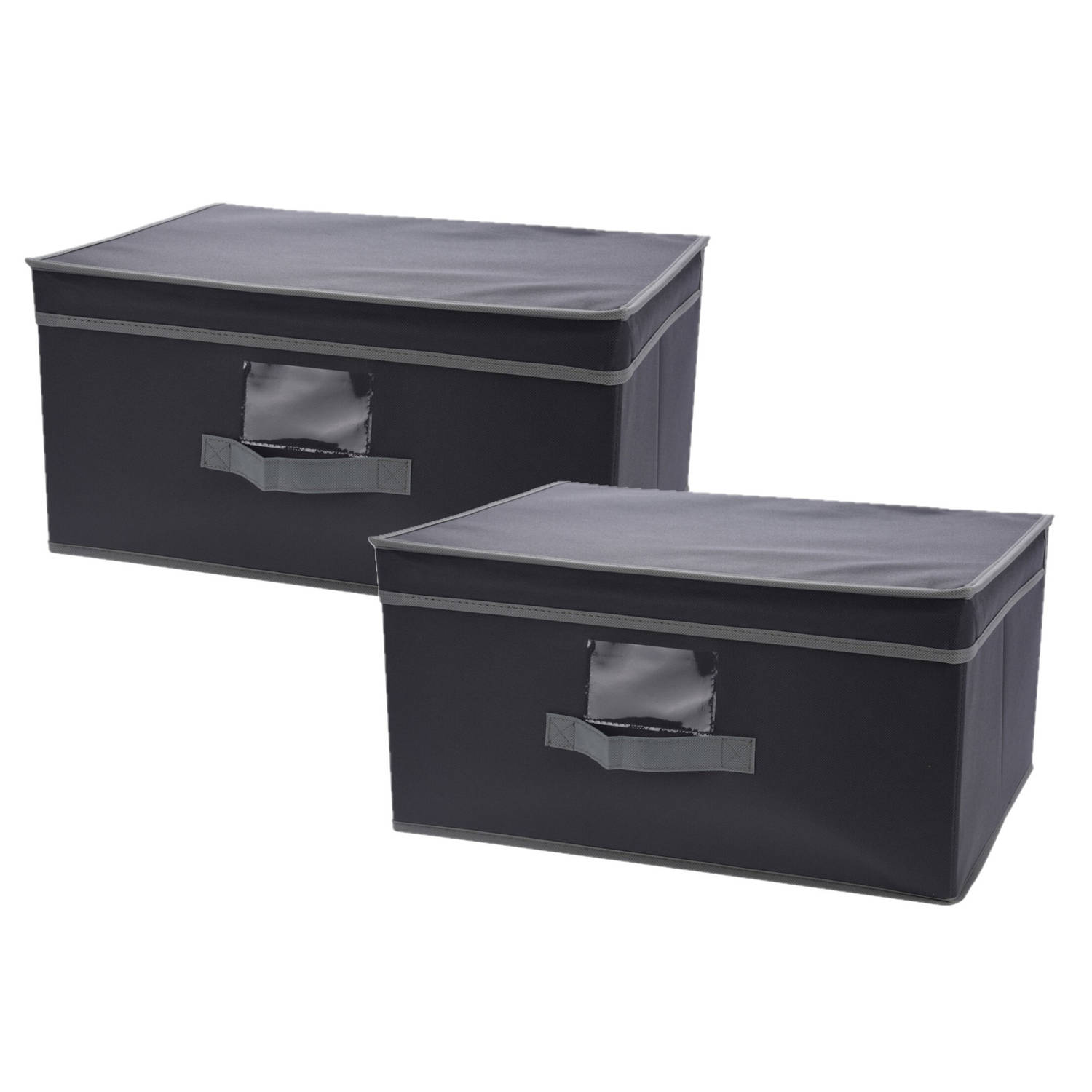 2x Stuks Kast Opberg/opruim Manden Donker 31 X 28 X 16 Cm - Opbergmanden - Grijs