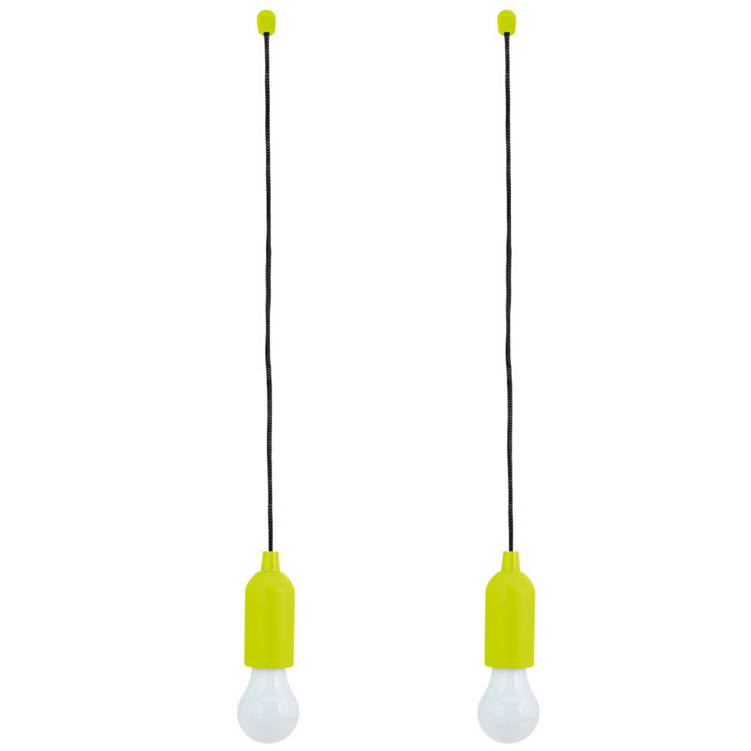 2x Stuks Treklampen Led Op Batterijen Lime 16 Cm - Hanglampen - Groen