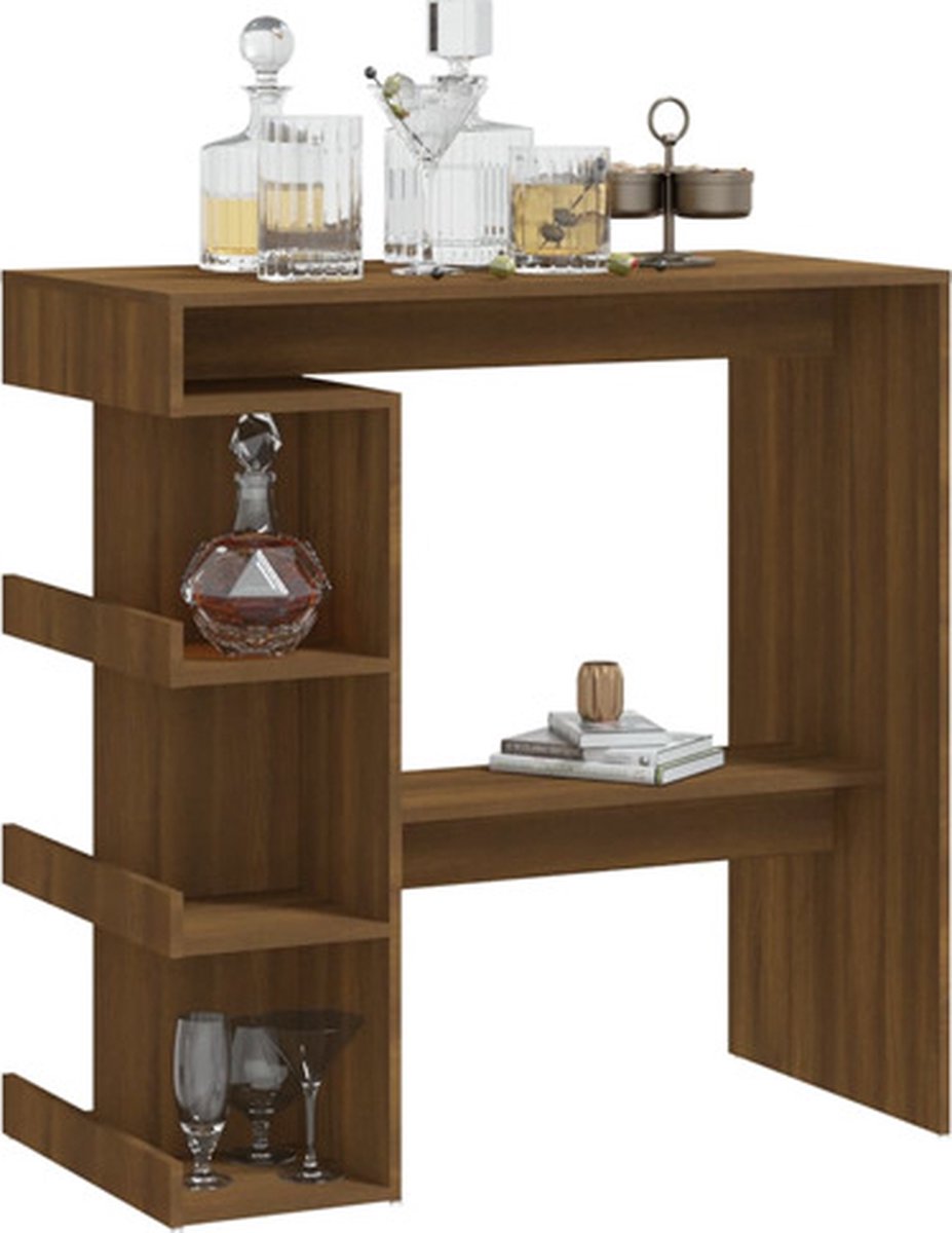 Vidaxl Bartafel Met Opbergrek 100x50x101,5 Cm Spaanplaat Eiken - Bruin