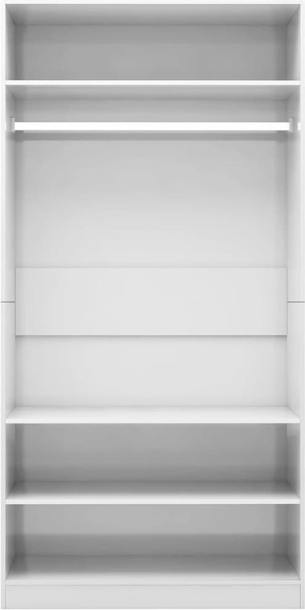 Vidaxl Kledingkast 100x50x200 Cm Spaanplaat Hoogglans - Wit