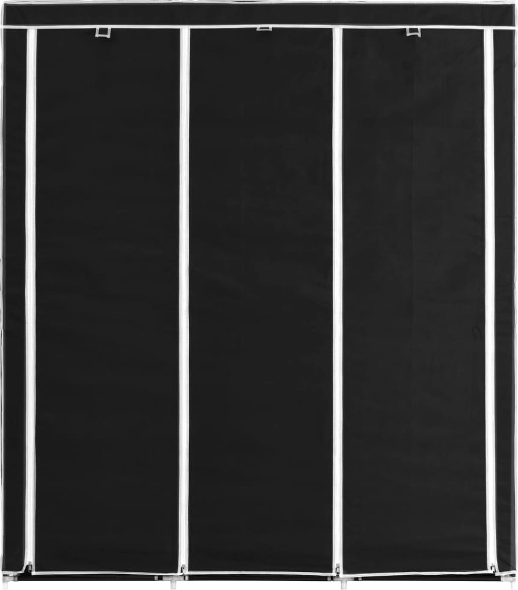 Vidaxl Kledingkast Met Vakken En Stangen 150x45x175 Cm Stof - Zwart