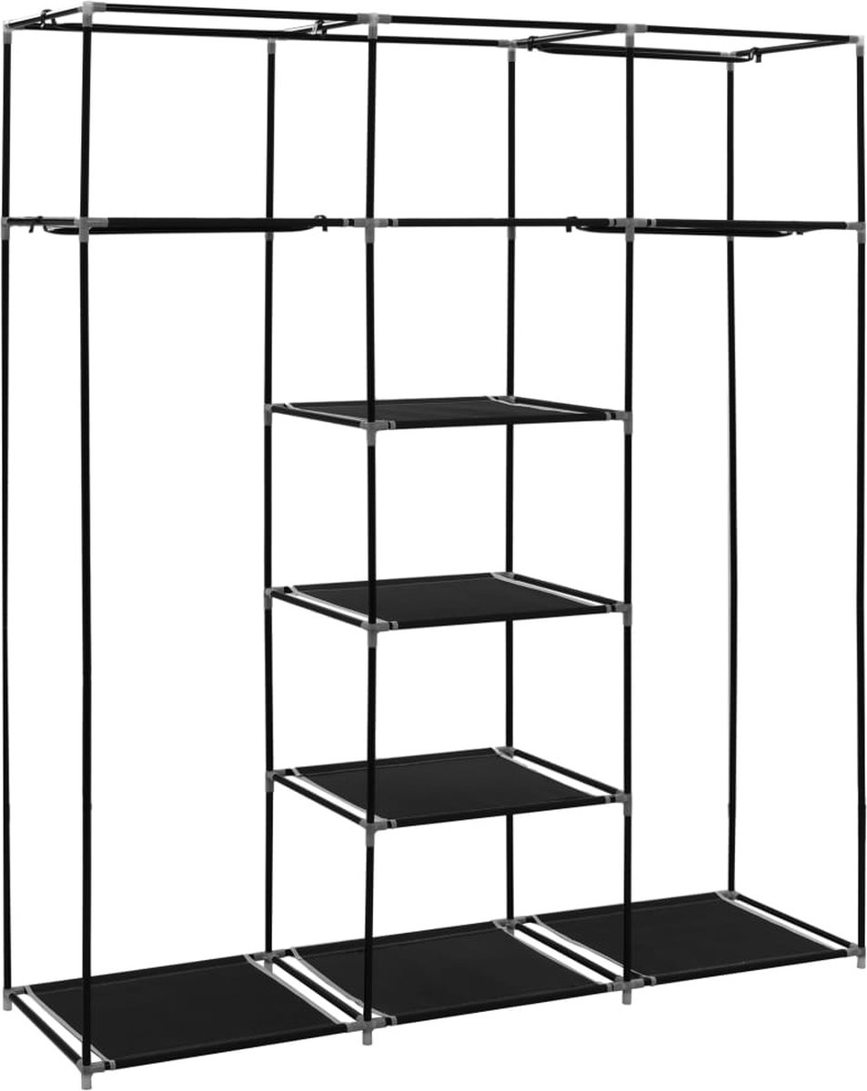 Vidaxl Kledingkast Met Vakken En Stangen 150x45x175 Cm Stof - Zwart