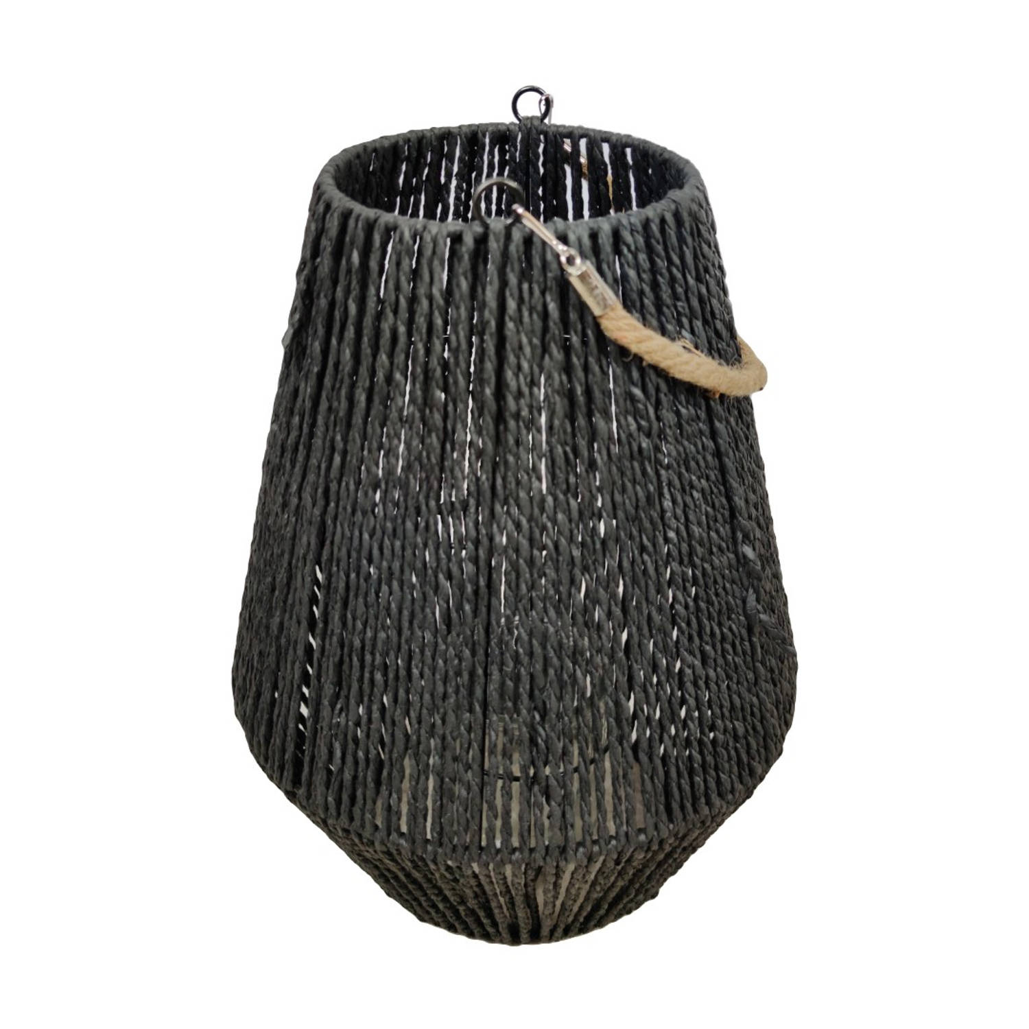 Dijk Natural Collections Lantaarn Jute Met Glas--ø29x38cm - Zwart