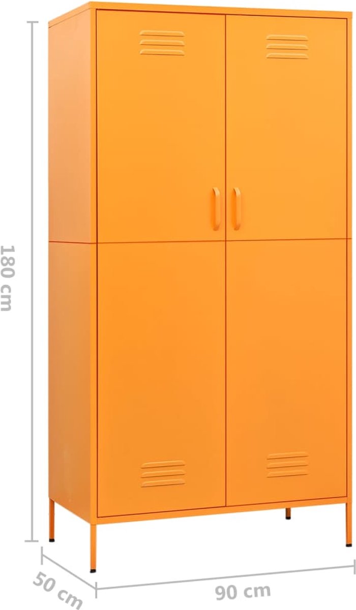 Vidaxl Kledingkast 90x50x180 Cm Staal Mosterd - Geel