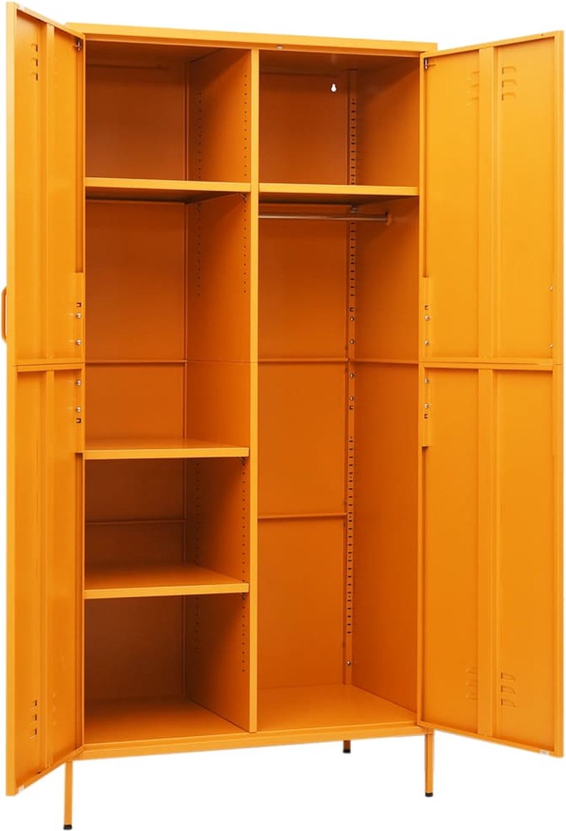 Vidaxl Kledingkast 90x50x180 Cm Staal Mosterd - Geel