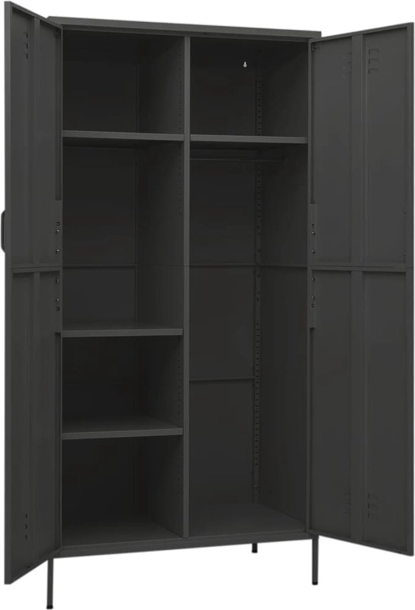 Vidaxl Kledingkast 90x50x180 Cm Staal Antracietkleurig