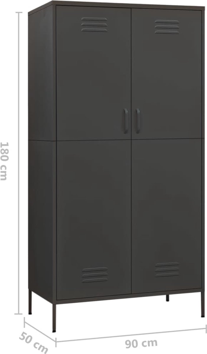 Vidaxl Kledingkast 90x50x180 Cm Staal Antracietkleurig