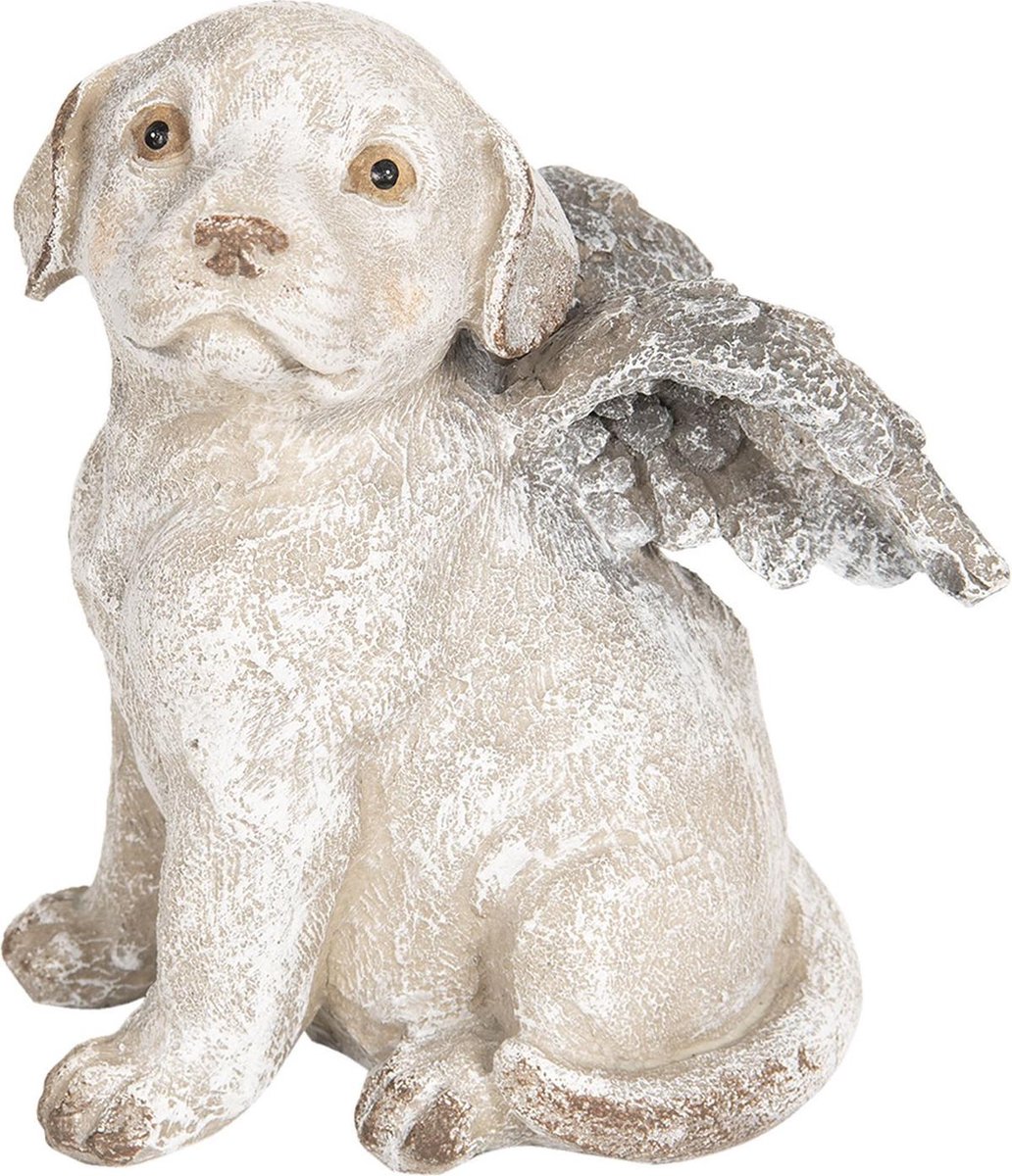 Clayre & Eef Decoratie Hond Met Vleugels 16*13*20 Cm Kunststof Hond 6pr2659 - Grijs