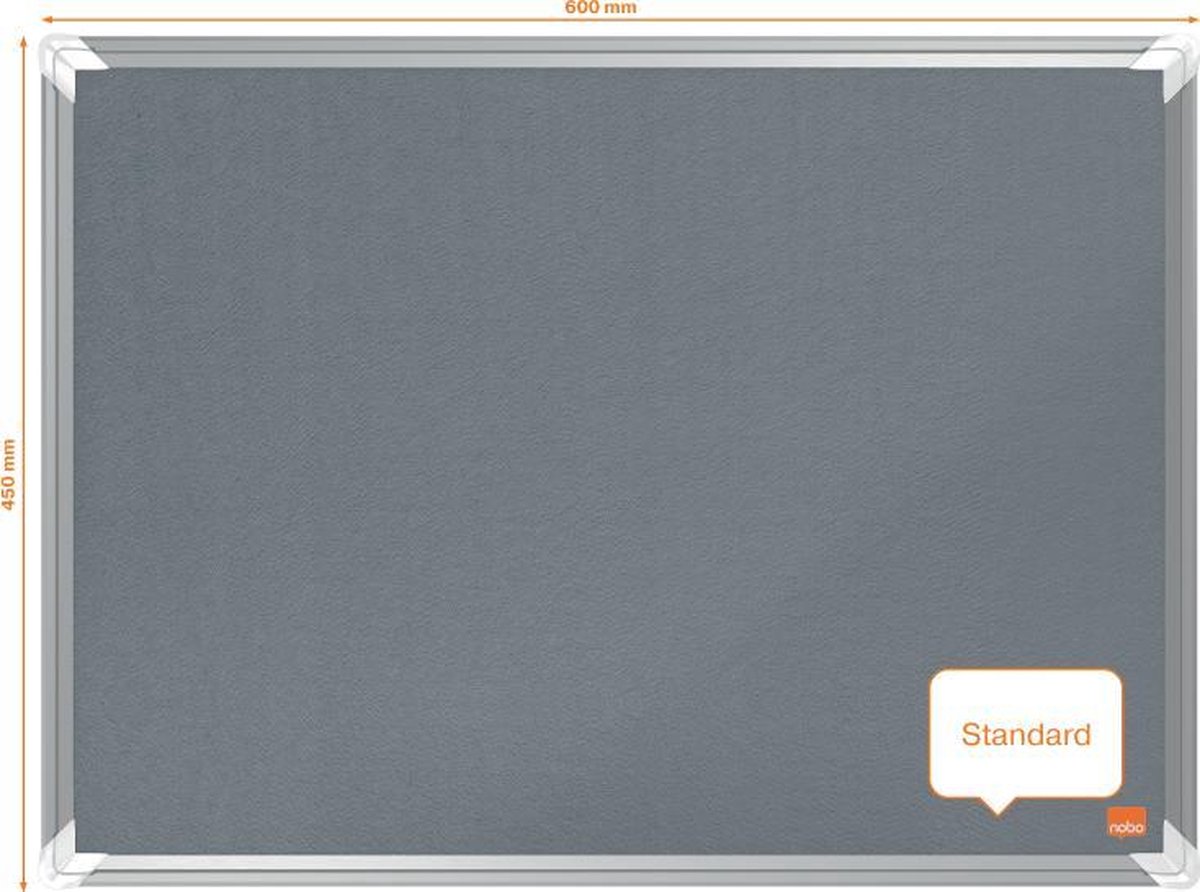 NOBO Prikbord Premium Plus 60x45 Cm Vilt - Grijs