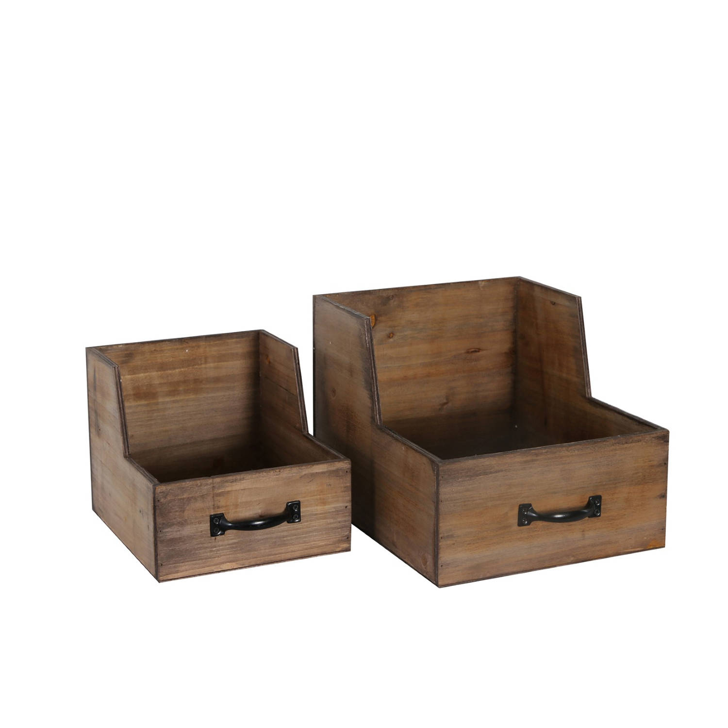 Dijk Natural Collections Houten Lade-set Van 2-naturel-32x27.5x13/24cm