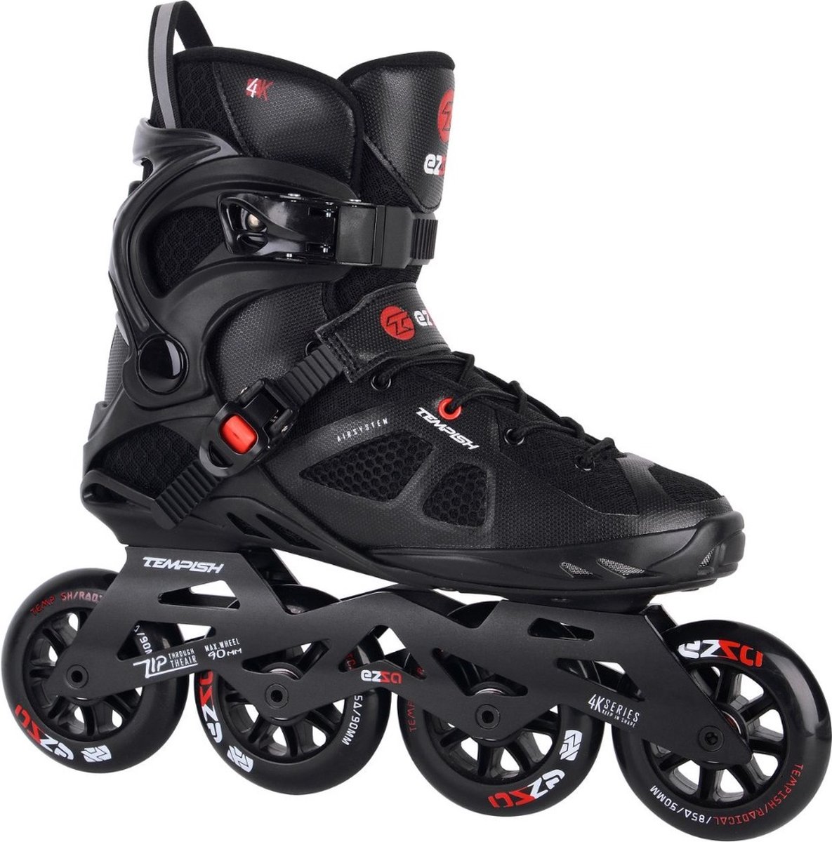 Tempish Inline Skates Ezza 90 Softboot 85a/rood Maat 44 - Zwart