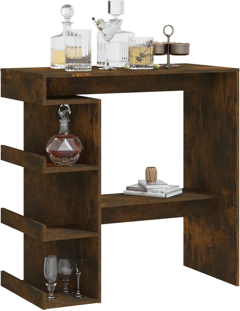 Vidaxl Bartafel Met Opbergrek 100x50x101,5 Cm Spaanplaat Gerookt Eiken - Bruin