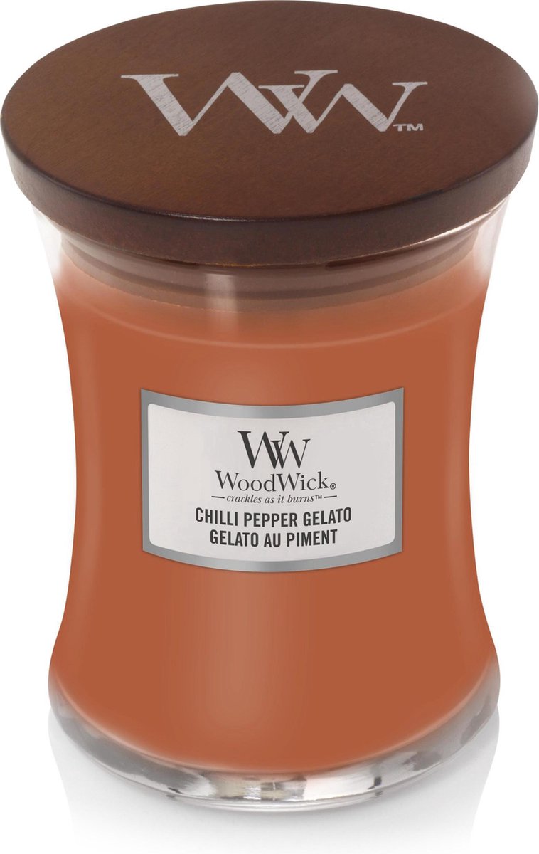 Woodwick Chilli Pepper Gelato Medium Geurkaars - Rood