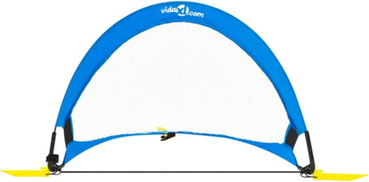 Vidaxl Voetbaldoelenset Met Opbergtas 75,5x46x48 Cm - Blauw