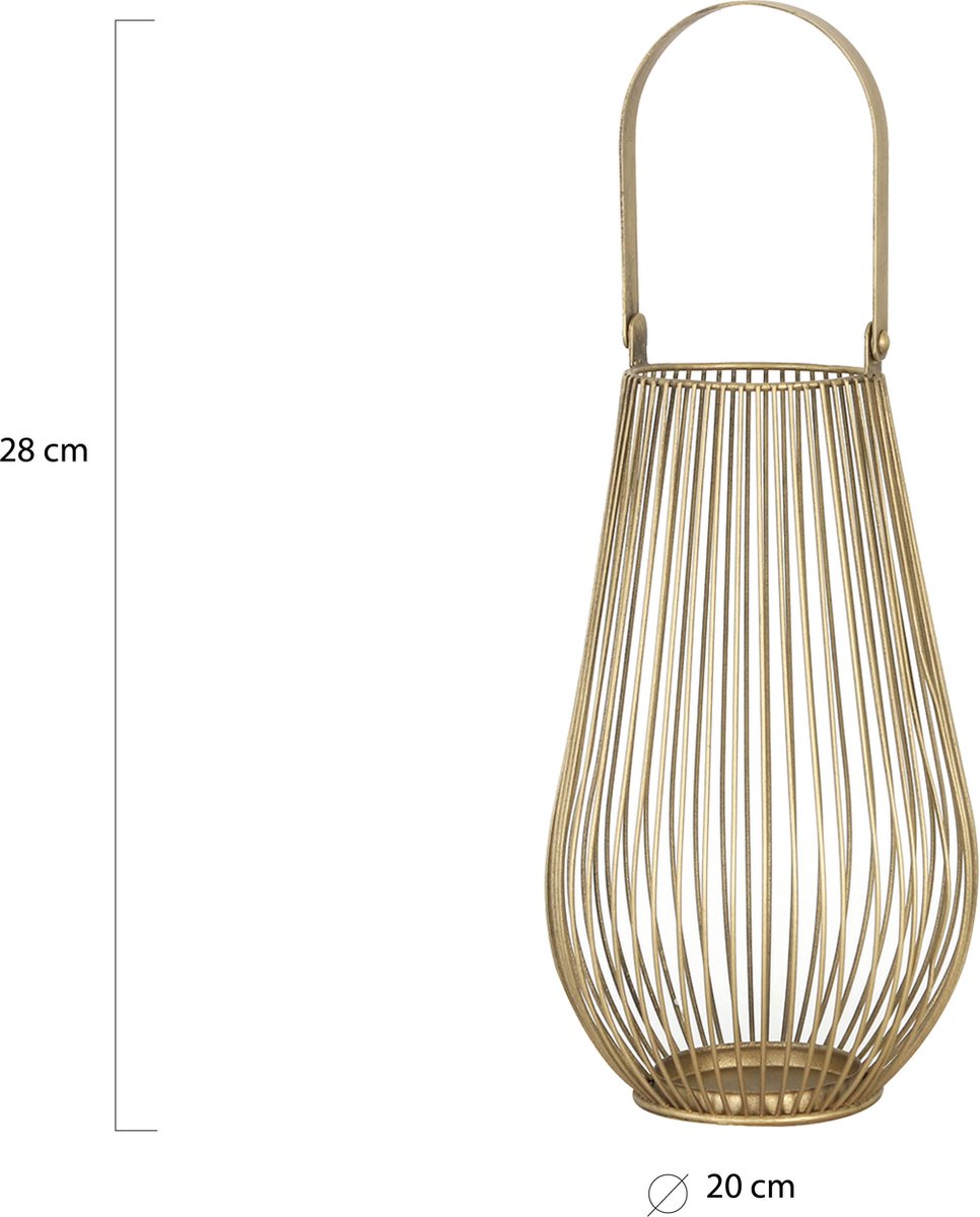 Dijk Natural Collections Metalen Lantaarn Met Glas--20x28cm - Goud