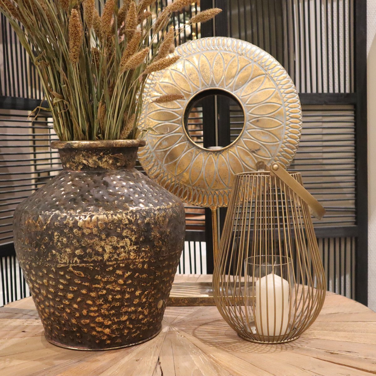 Dijk Natural Collections Metalen Lantaarn Met Glas--20x28cm - Goud