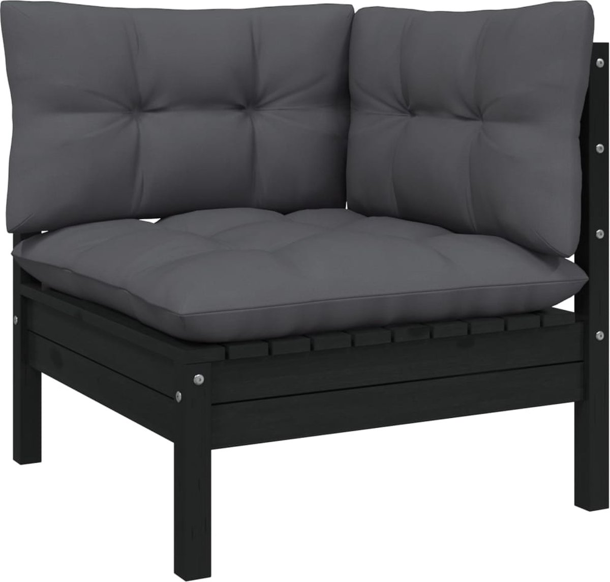 Vidaxl 10-delige Loungeset Met Kussens Massief Grenenhout - Zwart
