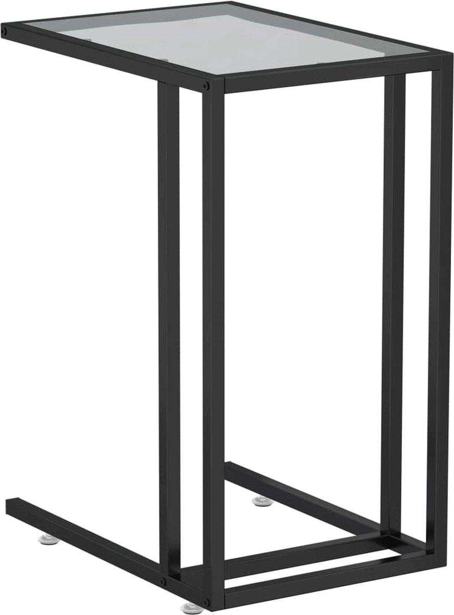 Vidaxl Computer Bijzettafel 50x35x65 Cm Gehard Glas - Negro