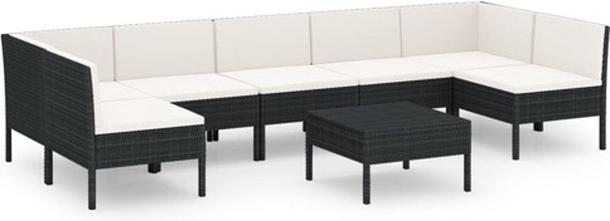 Vidaxl 8-delige Loungeset Met Kussens Poly Rattan - Negro