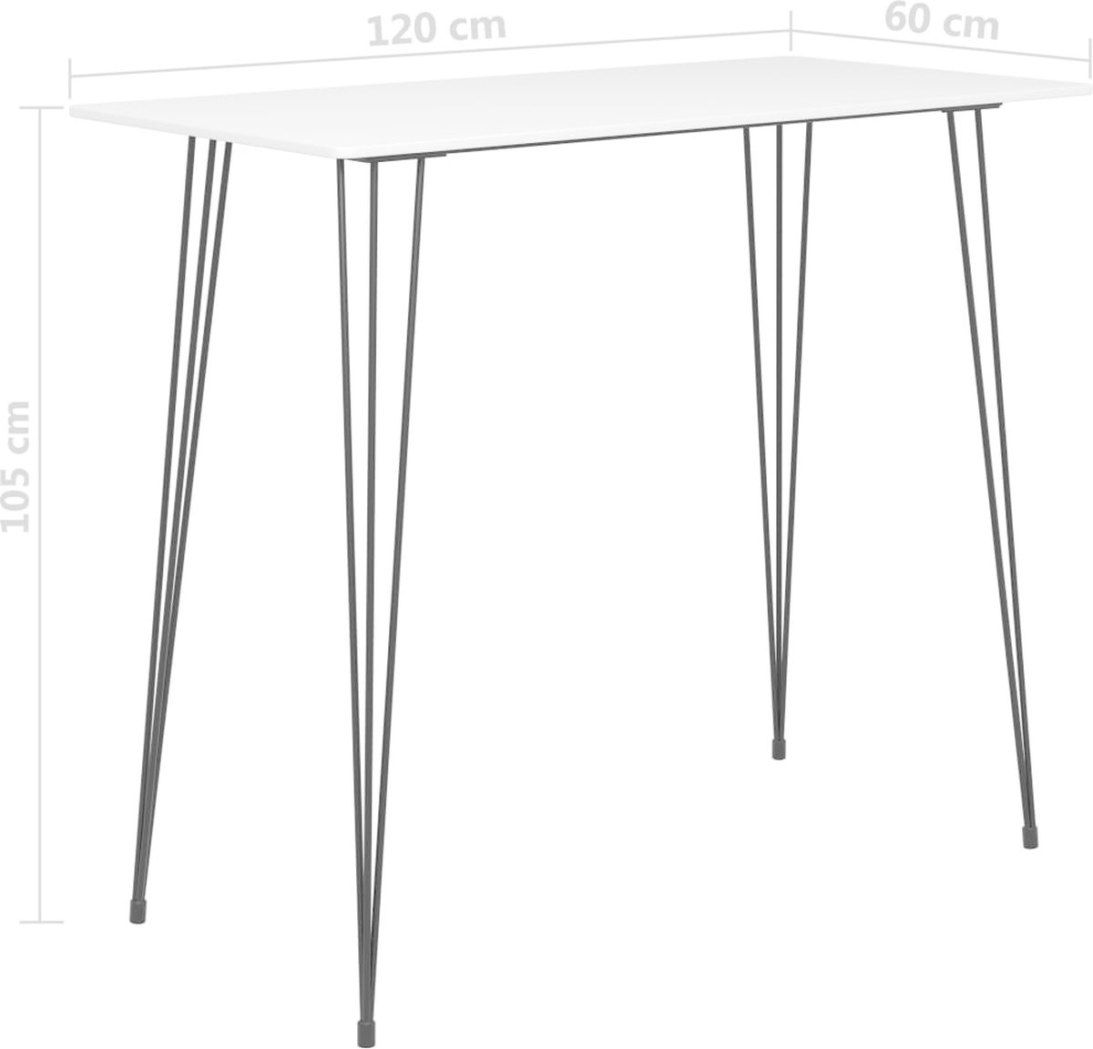 Vidaxl Bartafel 120x60x105 Cm - Wit