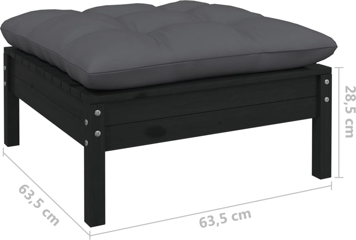 Vidaxl 10-delige Loungeset Met Kussens Grenenhout - Zwart