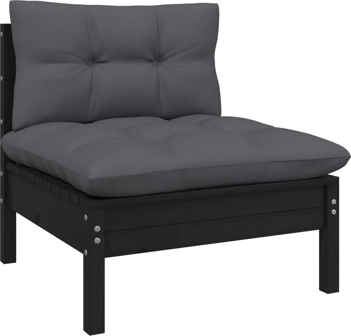Vidaxl 10-delige Loungeset Met Kussens Grenenhout - Zwart