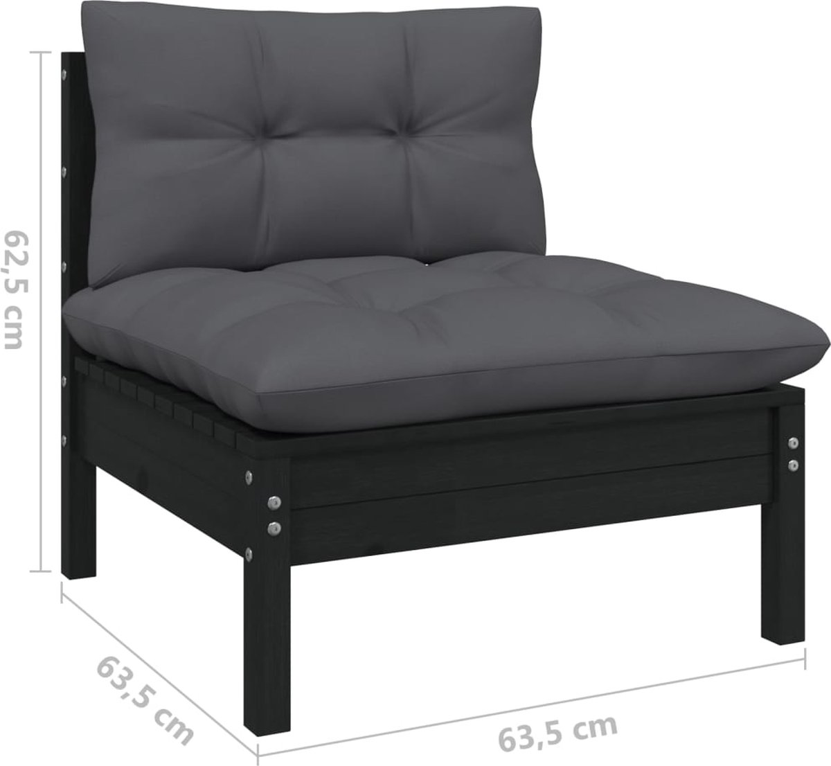 Vidaxl 10-delige Loungeset Met Kussens Grenenhout - Zwart