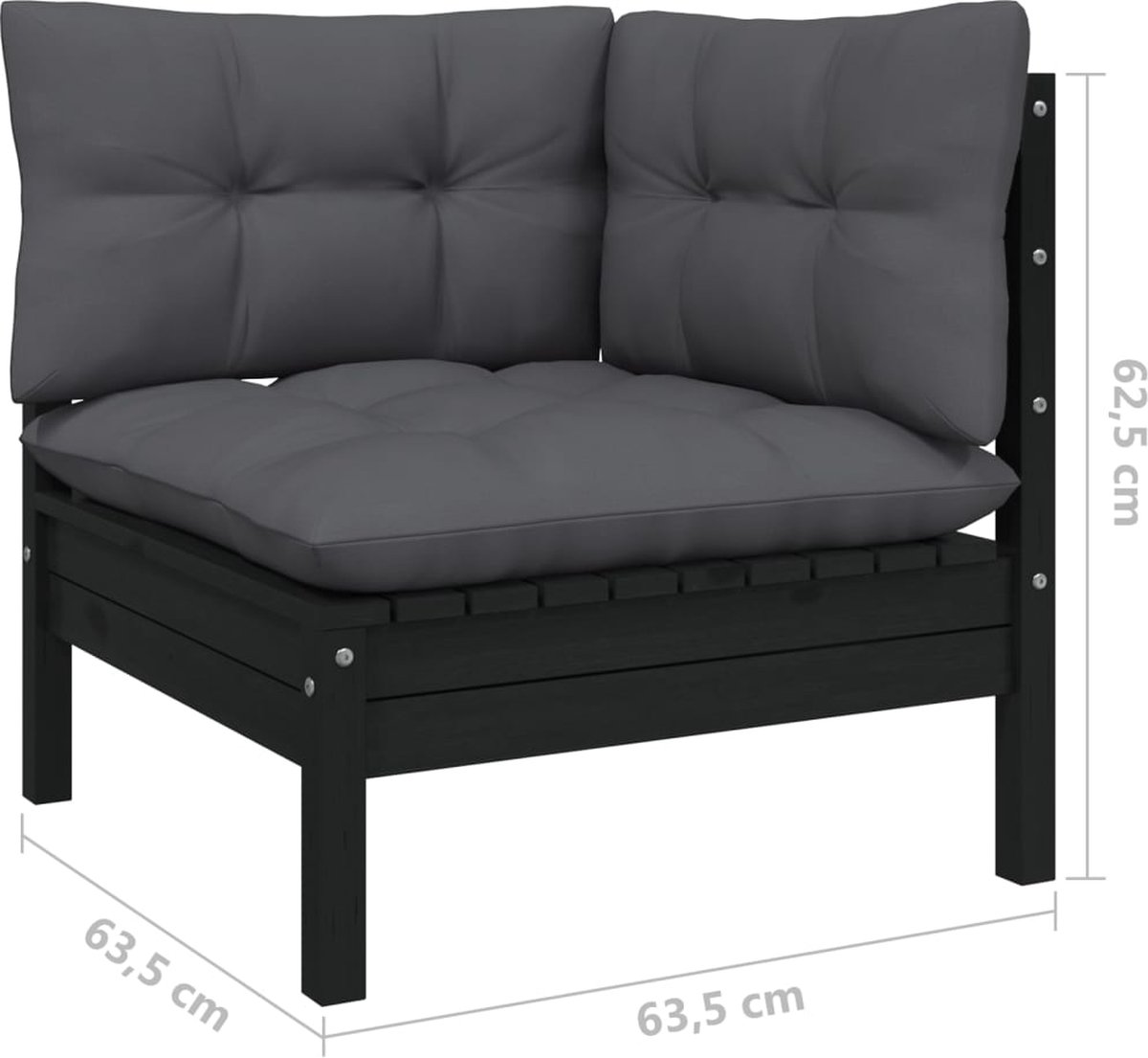 Vidaxl 10-delige Loungeset Met Kussens Grenenhout - Zwart
