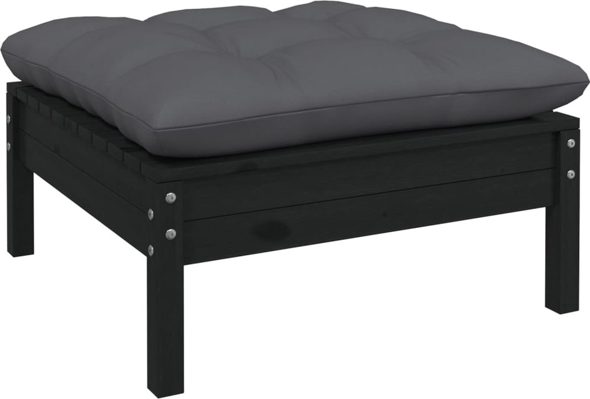 Vidaxl 10-delige Loungeset Met Kussens Grenenhout - Zwart
