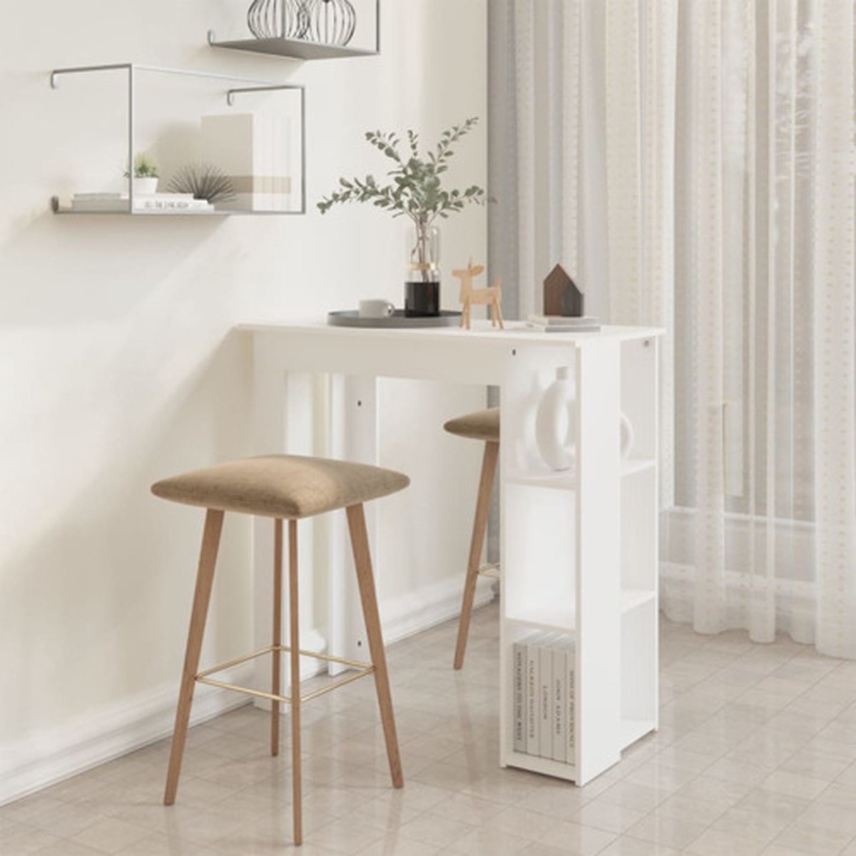 Vidaxl Bartafel Met Schap 102x50x103,5 Cm Spaanplaat - Wit