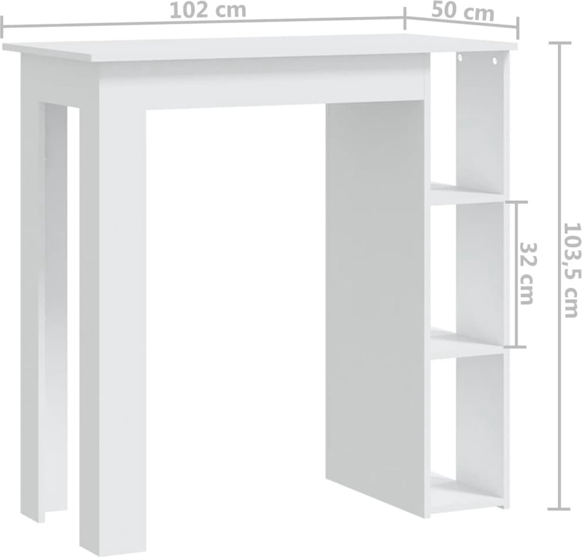 Vidaxl Bartafel Met Schap 102x50x103,5 Cm Spaanplaat - Wit