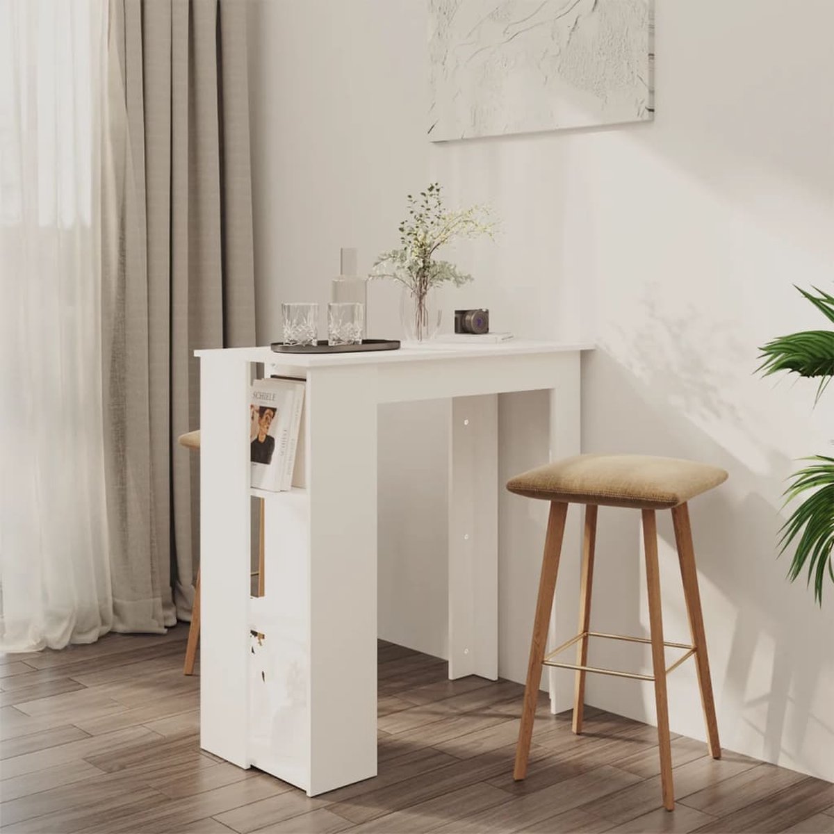 Vidaxl Bartafel Met Schap 102x50x103,5 Cm Spaanplaat - Wit